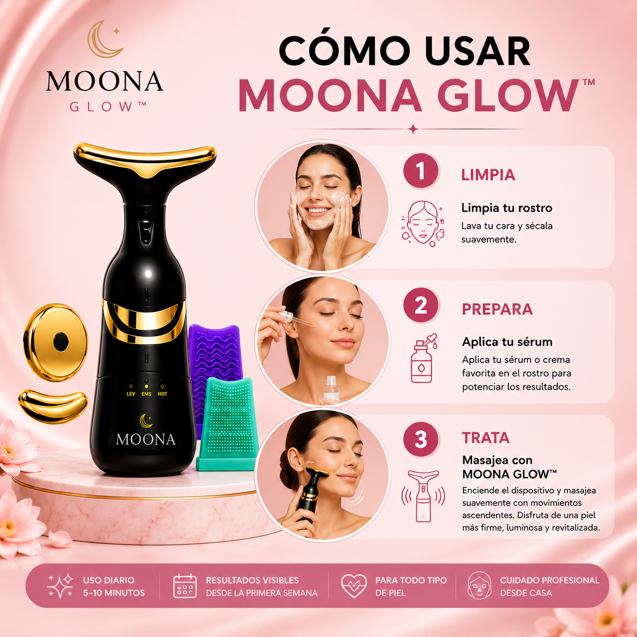 MOONA GLOW™ | Sistema Premium de Cuidado Facial 4 en 1